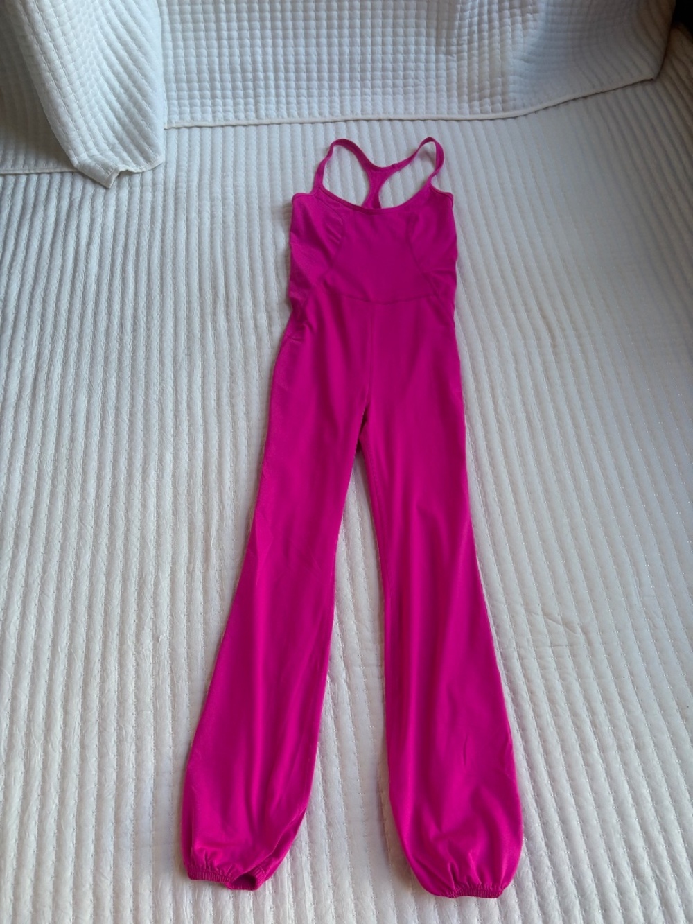 FP Movement Free People Hot Pink Racerback Cutout Jumpsuit Size M